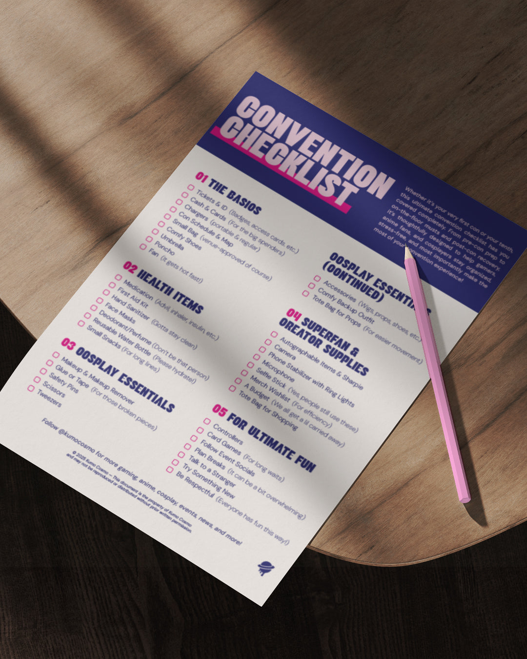 CONVENTION CHECKLIST